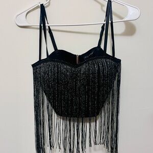 Chic Black Fringe Top